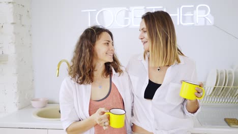 Girlfriends-have-fun-on-kitchen