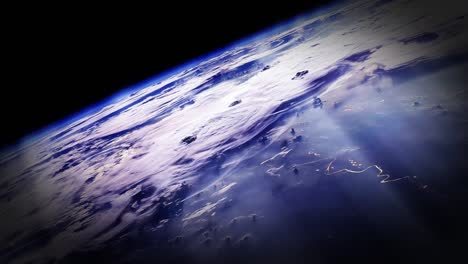 Sun-Rays-Above-The-Planet-Earth.-Earth's-Atmosphere.