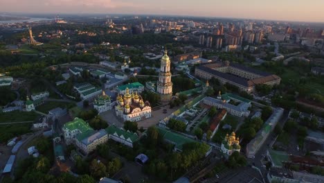 Aerial-view-Kiev-Pechersky-Monastery.-Mother-Motherland-Kyiv-city,-Ukraine