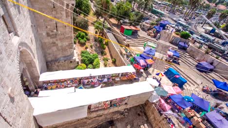 View-from-the-top-of-Damascus-gate-to-Jerusalem-Old-Town-timelapse.-Israel