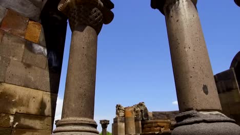 Ruins-of-Zvartnots-Cathedral,-cemetery-of-silent-mysteries,-unesco-heritage