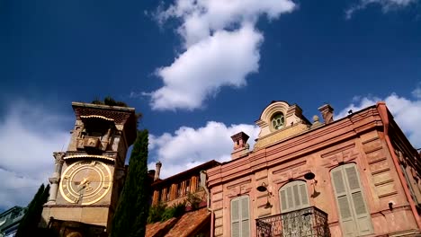 Clock-Tower-and-Puppet-Theater-of-Rezo-Gabriadze-in-Tbilisi,-creative-building