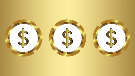 Three-icons-of-dollar-on-gold