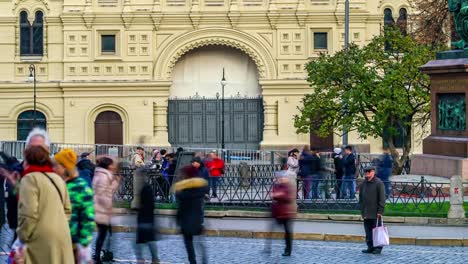 26-de-octubre-de-2018,-Moscú-Rusia-timelapse-de-personas-de-la-multitud-en-Plaza-de-la-Plaza-Roja-en-Moscú