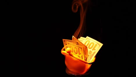 yellow-purse-money-dollar-smoke-nobody-dark-background-hd-footage