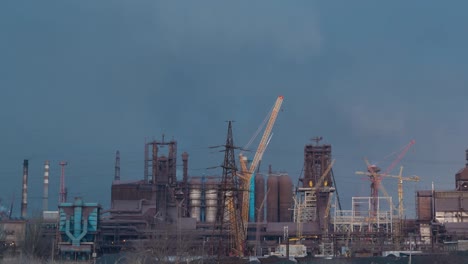 Industry-factory-at-the-cloudy-time.-Timelapse-4K