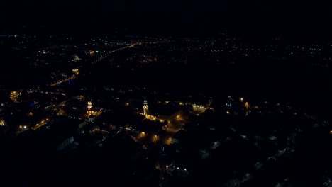 The-old-city-center-Kamenetz-Podolsky.-Aerial,-top-view-from-Drone.-Autumn-time.