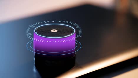 glowing-violet-smart-speaker-with-virtual-hologram