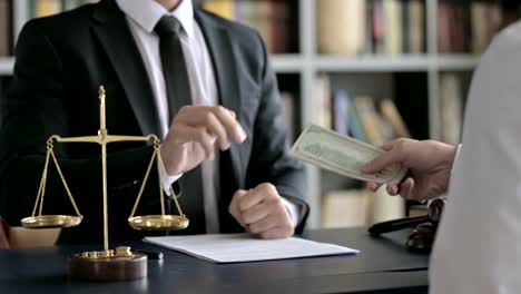 Close-up-Shoot-of-Lawyer-Hand-Sign-to-Refuse-taking-Money