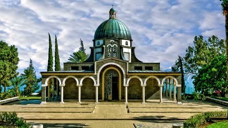 Clouds-float-above-the-beautiful-church-of-Mount-of-Bliss