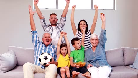 Multi-generation-family-celebrating-goal