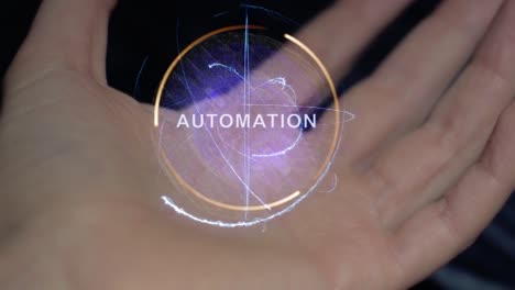 Automation-text-hologram-on-a-female-hand