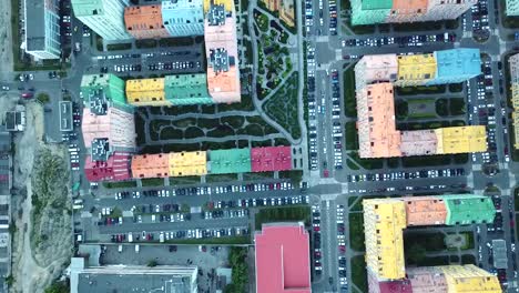 aerial-view-of-district-of-colorful-houses-in-Kiev,-Ukraine.-Comfort-town-buildings