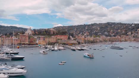 Aerial-shot.-Santa-Margarita-Liguria.-A-town-in-Italy,-a-resort-port