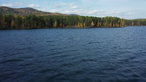 Aerial-view-of-Turgoyak-lake-in-autumn-time