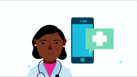 Ärztin-mit-Smartphone-Telemedizin-Animation