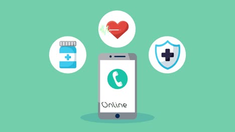 Smartphone-mit-Gesundheitsversorgung-online-und-Set-Icons