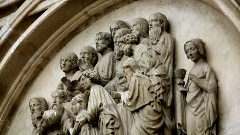 Saint-Mary-Church-in-Gdansk,-beautiful-gothic-architecture-details,-sequence