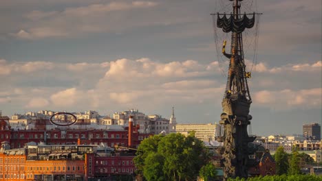 summer-sunset-moscow-famous-peter-monument-top-aerial-riverside-panorama-4k-time-lapse-russia