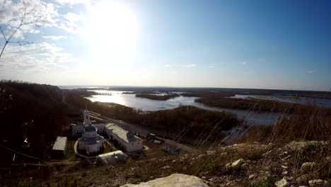 Orthodoxe-Kloster-in-Divnogorje,-Woronesch,-natürliche-Reserve-Museum-of-Russia,-Zeitraffer-video