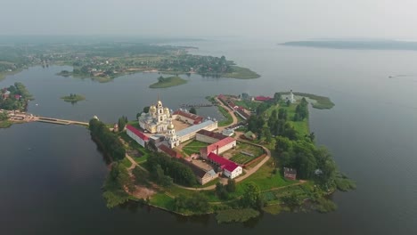 Aerial-view-on-monastery-and-Seliger-lake