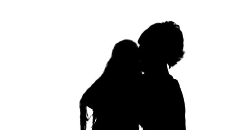 Silhouette-Cute-family-mother-with-child-daughter-taking-selfie-smart-phone-photo-track-matte