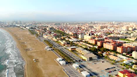 Valencia-from-the-bird's-eye-view.-Aerial-view.-The-magnificent-panorama-of-the-city-from-the-altitude.-Valencia-is-a-tourist-city-in-the-morning