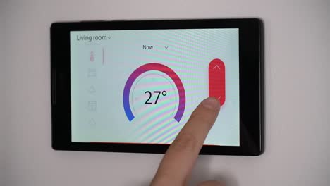 Smart-home-climate-control-device-on-a-wall