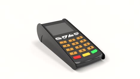 Zahlungsterminal-Mock-up.-Zahlung-mit-Gold-Kreditkarte.-Online-Transaktion.-Gold-Pos-Terminals-für-Kreditkartenzahlungen.-4k