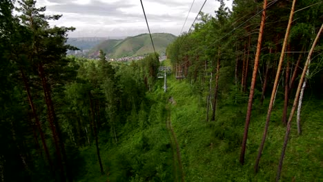 Cableway-Chairlift-in-the-summer,-Russia