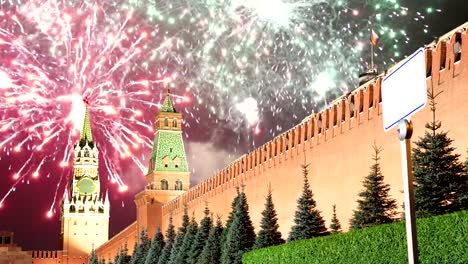 Feuerwerk-über-dem-Moskauer-Kreml,-Russland