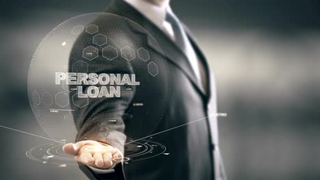 Personal-Loan-with-hologram-businessman-concept