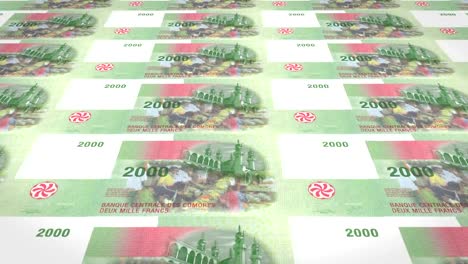 Banknotes-of-two-thousand-comorian-francs-of-Comoros,-cash-money,-loop