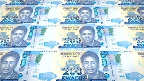 Banknotes-of-two-hundred-malawian-kwacha-of-Malawi-rolling,-cash-money,-loop