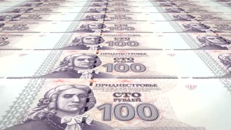 Banknotes-of-one-hundred-transnistrian-rubles-of-Transnistria,-cash-money,-loop