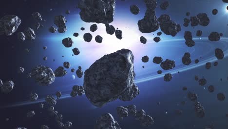 Beautiful-flying-through-the-asteroid-belt-in-outer-space.-The-collision-of-asteroids,-hyperspace