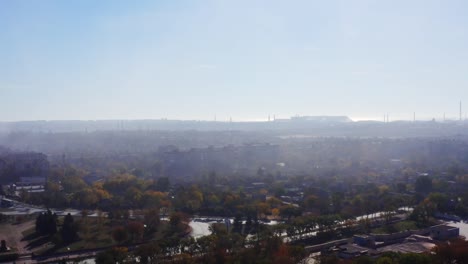 Aerial-view.-Smog-over-a-residential-area-in-the-city.