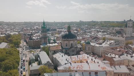 Lvov,-Ukraine.-Aerial-City-Lviv,-Ukraine.-Panorama-of-the-old-town.-Dominican