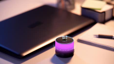 glowing-smart-speaker-with-virtual-time-projection