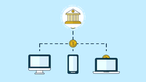 conjunto-de-dispositivos-electrónicos-con-red-bancaria-en-línea