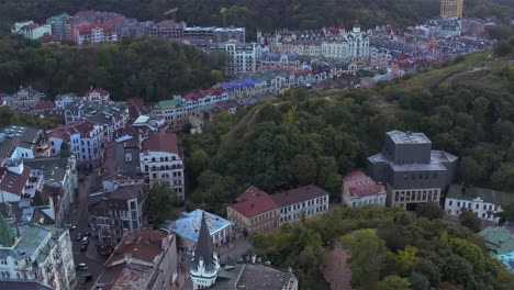 Aerial-view-of-St.-Michael's-Cathedral-and-St.-Sophia-Cathedral-at-night