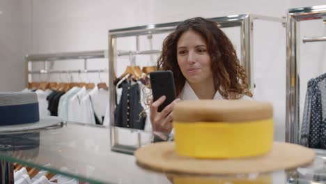 Woman-Having-Video-Conversation-during-Shopping