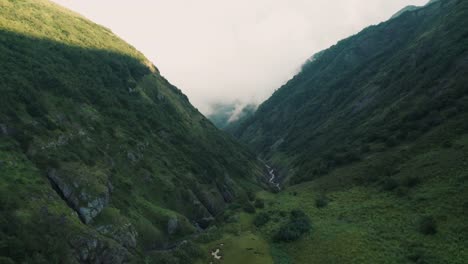 Aerial-view;-natural-landscape-with-valley-in-fog