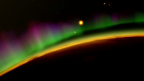 Timelapse-animation-of-a-rocky-exoplanet-with-Earth-like-features-and-prominent-Northern-Lights