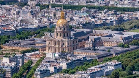 Top-view-of-Paris-skyline-from-observation-deck-of-Montparnasse-tower-timelapse.-Main-landmarks-of-european-megapolis.-Paris,-France