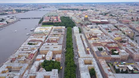 Rusia-verano-día-San-Petersburgo-paisaje-urbano-neva-río-aéreo-panorama-4k