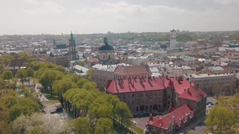 Lvov,-Ukraine.-Aerial-City-Lviv,-Ukraine.-Panorama-of-the-old-town.-Dominican