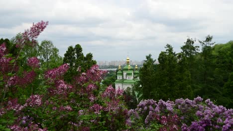 Spring-Kiev-panorama-after-the-rain-church-blooming-lilac-Ukraine-4k-video