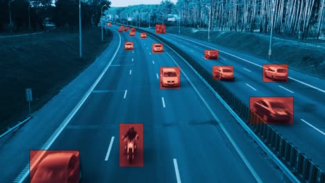 Kamera-überwacht-Autos-auf-der-Autobahn-und-identifiziert-Tracking-Daten