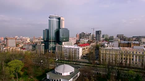 aerial-view-of-Kyiv,-Hilton